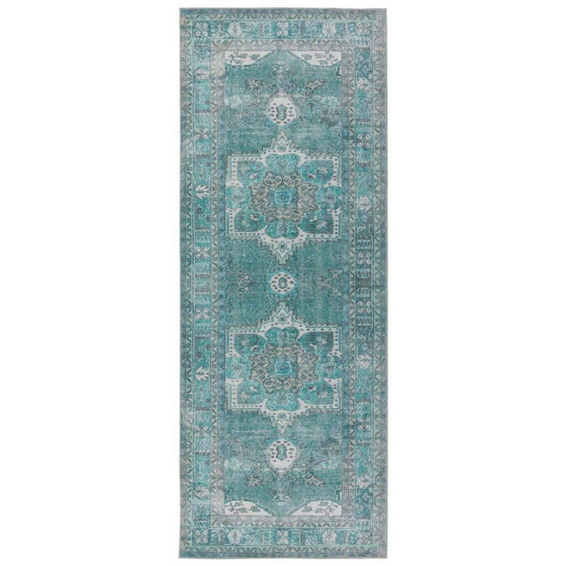 Jaipur Living Machine Washable Tamara teal 3 ft. x 8 ft. Medallion Area Rug RUG154766
