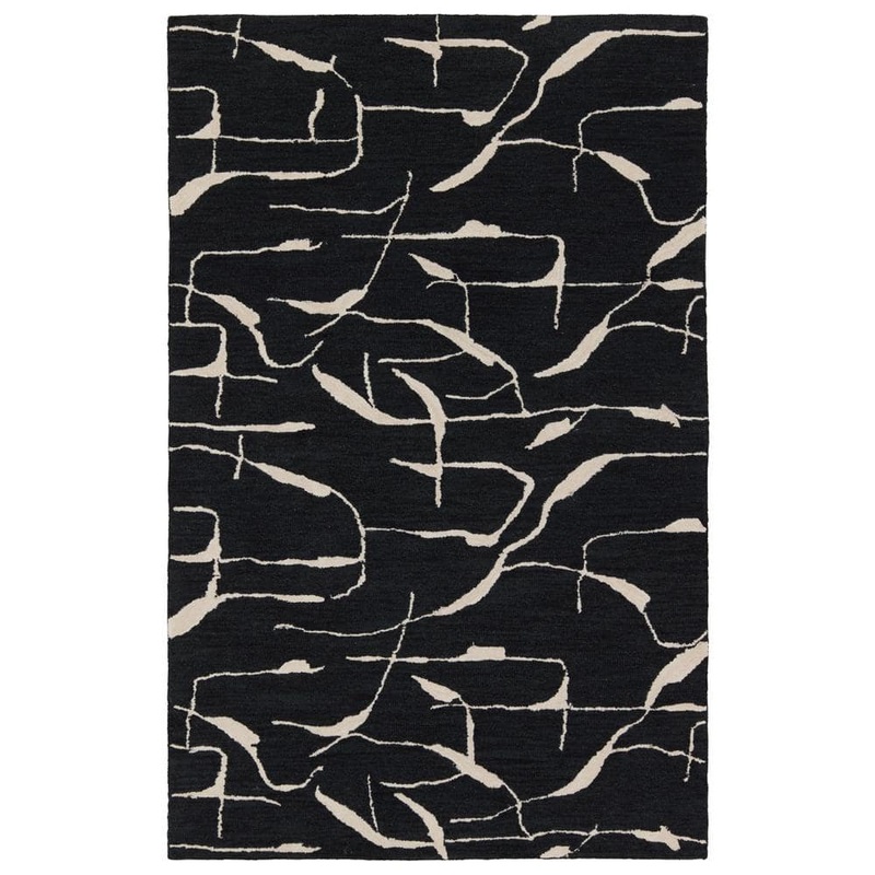 Jaipur Living Nikki Chu Noir Black/White 5 ft. x 8 ft. Abstract Handmade Area Rug RUG156897