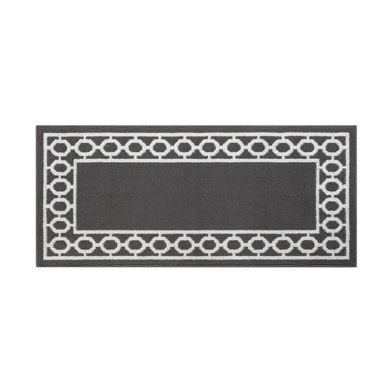 Jean Pierre NEW YORK Machine Washable Non-Skid Dark Gray/White  2.2 ft. x 4 ft. All Loop Tufted Area Rug YMA016652