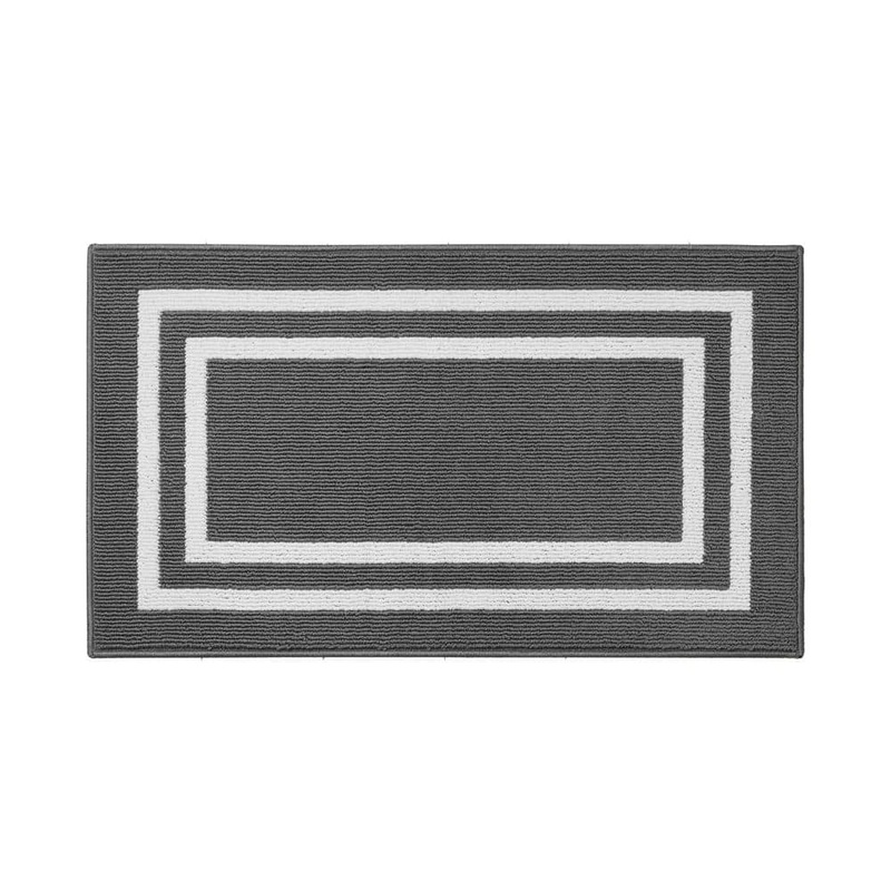 Jean Pierre NEW YORK Machine Washable Non-Skid Dark Gray/White  2.2 ft. x 4 ft. All Loop Tufted Area Rug YMA016700