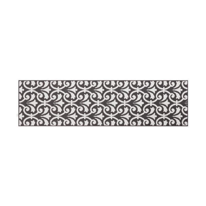 Jean Pierre NEW YORK Machine Washable Non-Skid Dark Gray/White  2.2 ft. x 6 ft. All Loop Tufted Area Rug YMA016669