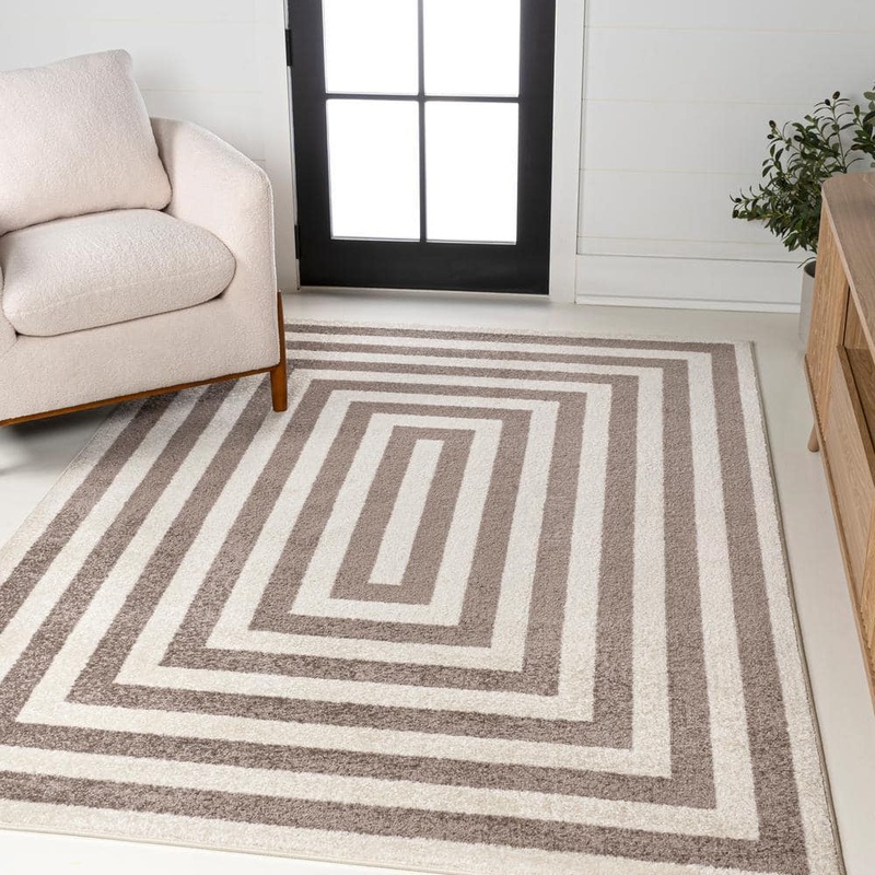 JONATHAN Y Bandol Modern Classic Mitre Stripe Brown/Ivory 8 ft. x 10 ft. Area Rug MOH211A-8