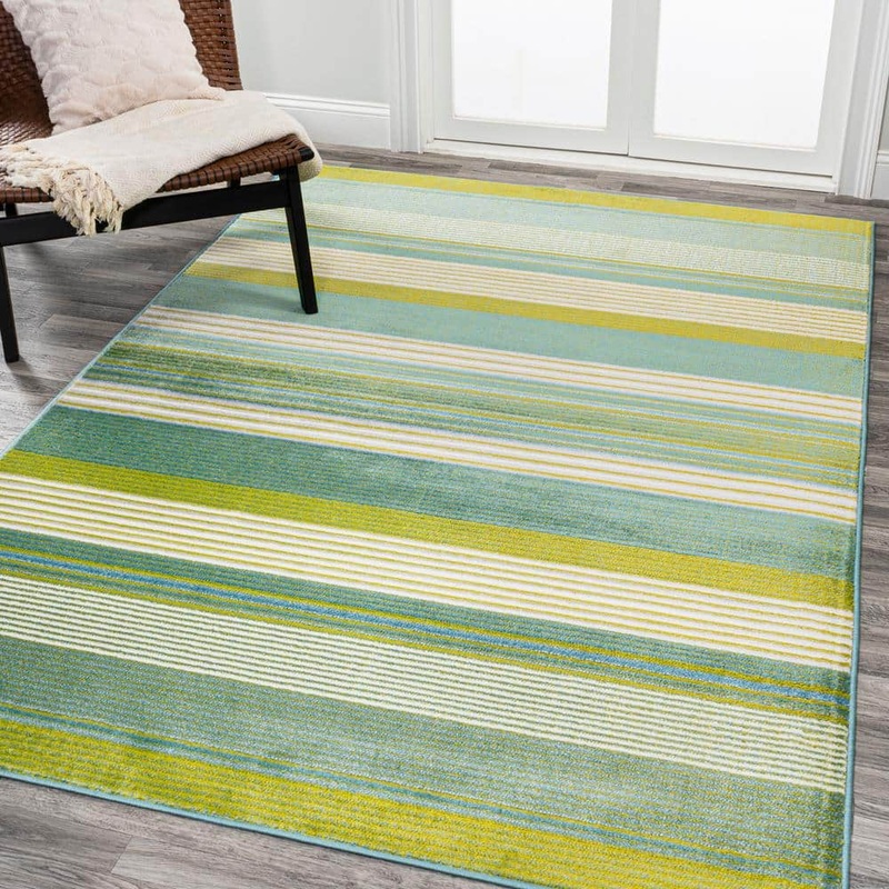 JONATHAN Y Duxbury Green/Blue 5 ft. x 8 ft. Gradient Ticking Striped Area Rug LUX102B-5