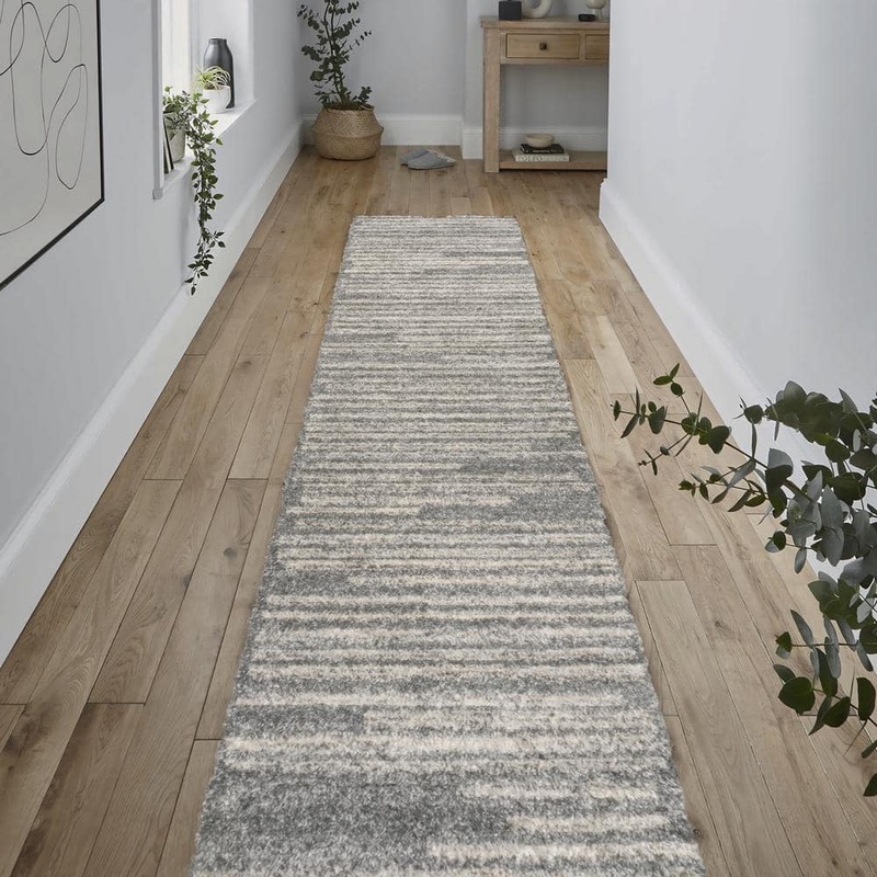 JONATHAN Y Gray/Cream 2 ft. x 8 ft. Khalil Modern Berber Stripe Runner Rug MOH207G-28