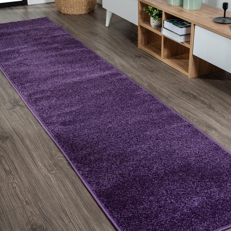 JONATHAN Y Haze Solid Low-Pile Purple 2 ft. x 12 ft. Runner Rug SEU100N-212