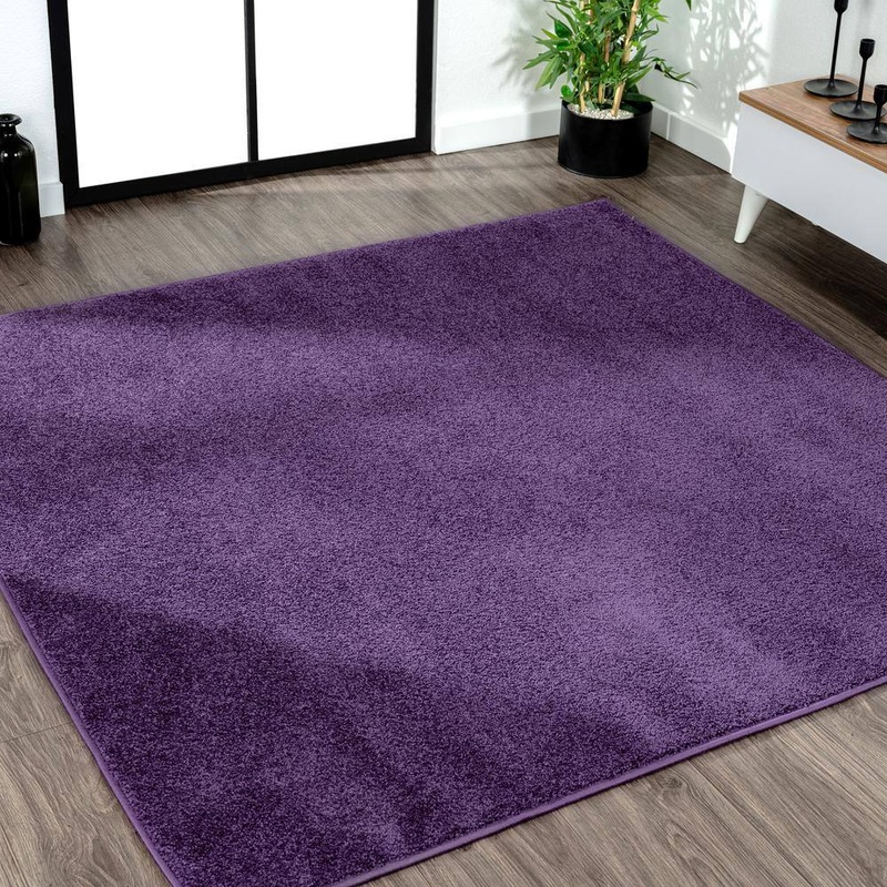 JONATHAN Y Haze Solid Low-Pile Purple 6′ Square Area Rug SEU100N-6SQ