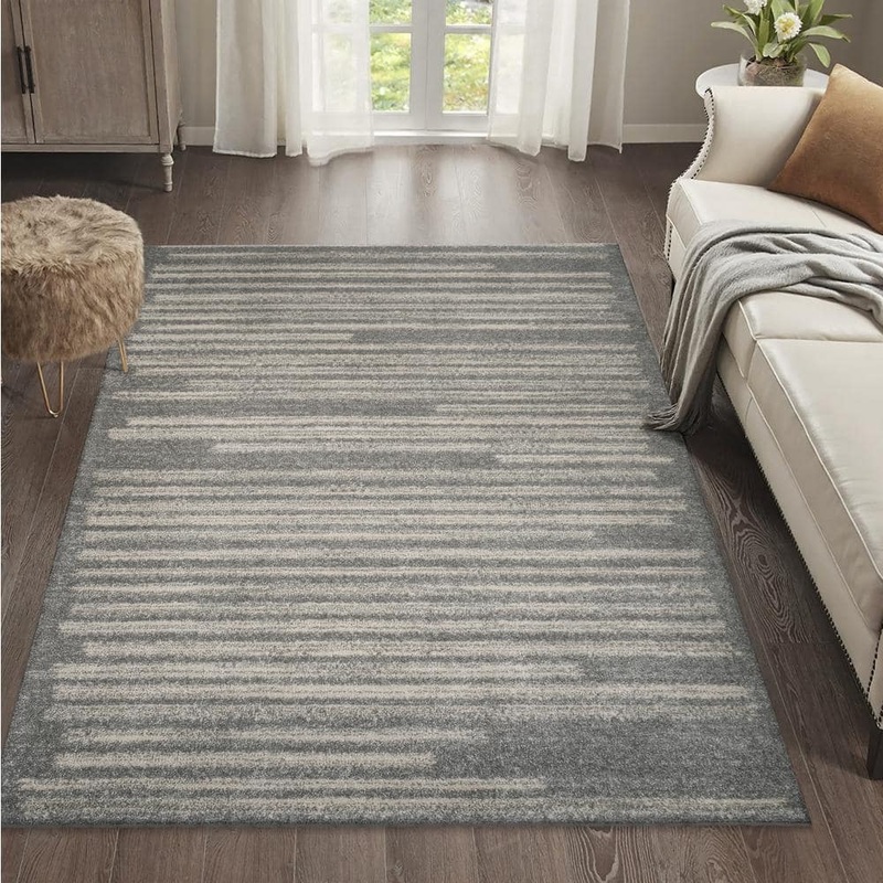 JONATHAN Y Khalil Modern Berber Stripe Gray/Cream 4 ft. x 6 ft. Area Rug MOH207G-4