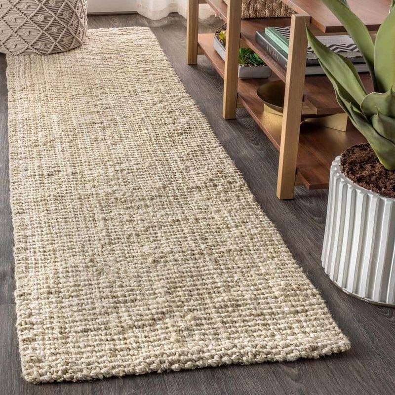 JONATHAN Y Light Ivory 2 ft. x 18 ft. Pata Hand Woven Chunky Jute Runner Rug NRF102B-218