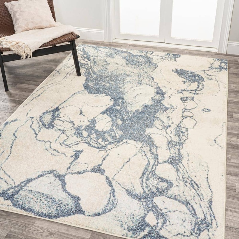 JONATHAN Y Marmo Abstract Marbled Modern Blue/Cream 4 ft. x 6 ft. Area Rug CTP201B-4