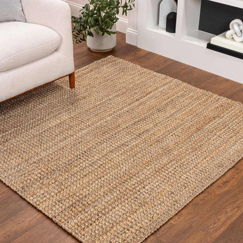 JONATHAN Y Natural 6 ft. Square Pata Hand Woven Chunky Jute Area Rug NRF102A-6SQ