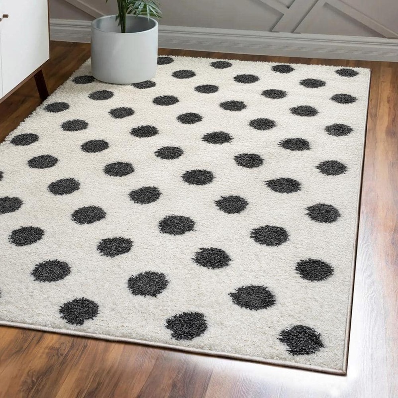 JONATHAN Y Pere Modern Charcoal Dot Shag White/Black 8 ft. x 10 ft. Area Rug MOH411A-8