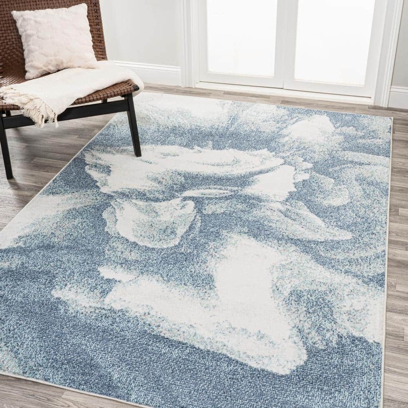 JONATHAN Y Petalo Abstract 2-Tone Modern Blue/Cream 4 ft. x 6 ft. Area Rug CTP200B-4