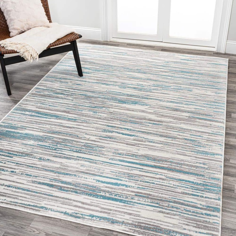 JONATHAN Y Speer Gray/Blue 5 ft. x 8 ft. Abstract Linear Stripe Area Rug LUX106A-5
