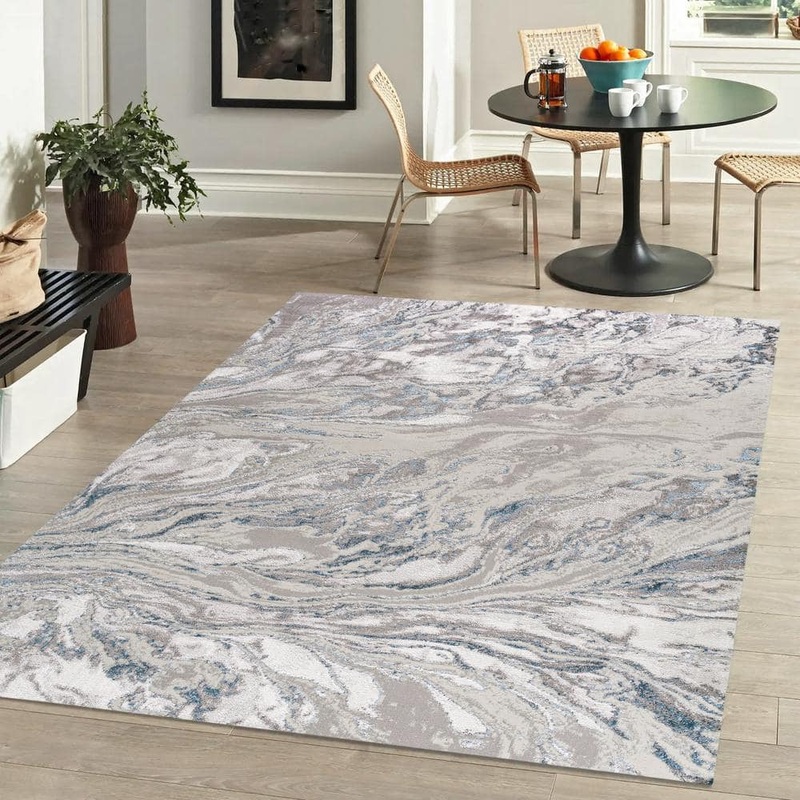 JONATHAN Y Swirl Marbled Abstract Gray/Blue 4 ft. x 6 ft. Area Rug SOR203B-4