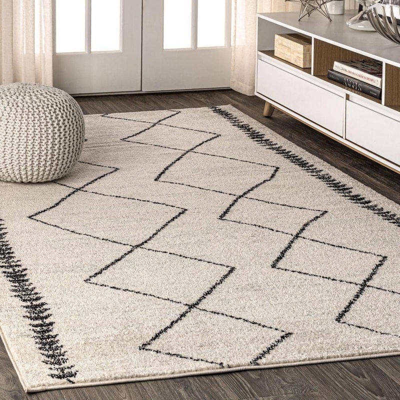 JONATHAN Y Zaina Moroccan Beni Souk Cream/Black 3 ft. x 5 ft. Area Rug MOH203A-3