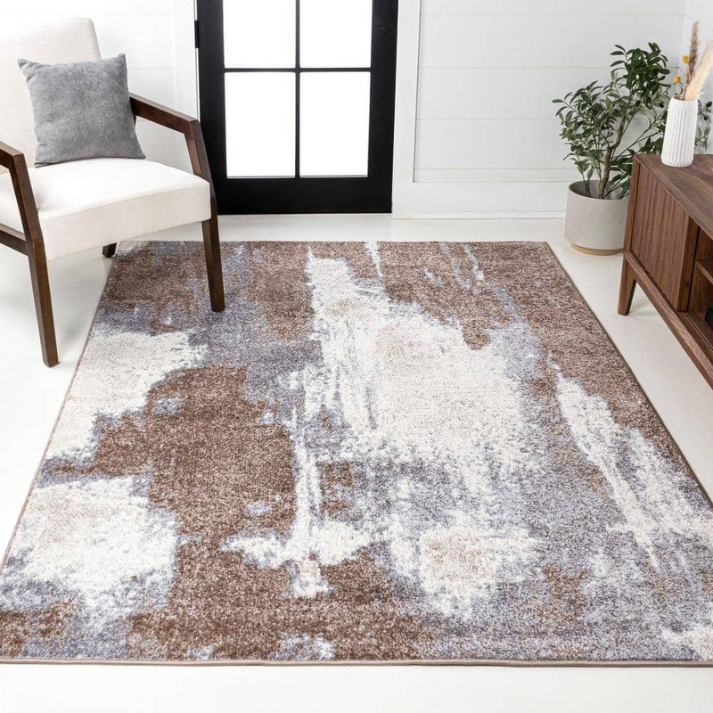JONATHAN Y Zoe Contemporary Bohemian Brown/Cream 4 ft. x 6 ft. Abstract Marble Area Rug SEU302B-4