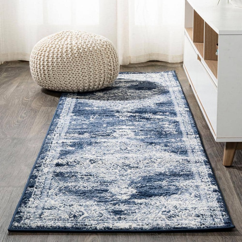 JONATHAN Y Alhambra Ornate Medallion Modern Navy/Ivory 2 ft. x 10 ft. Runner Rug MDP400C-210