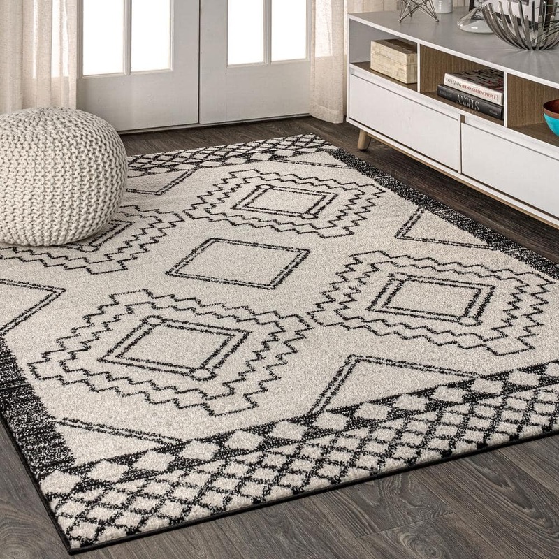 JONATHAN Y Amir Moroccan Beni Souk Cream/Black 8 ft. x 10 ft. Area Rug MOH200A-8