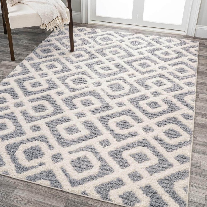 JONATHAN Y Astrid Retro Cream/Gray 8 ft. x 10 ft. Trellis High-Low Area Rug SNT103B-8