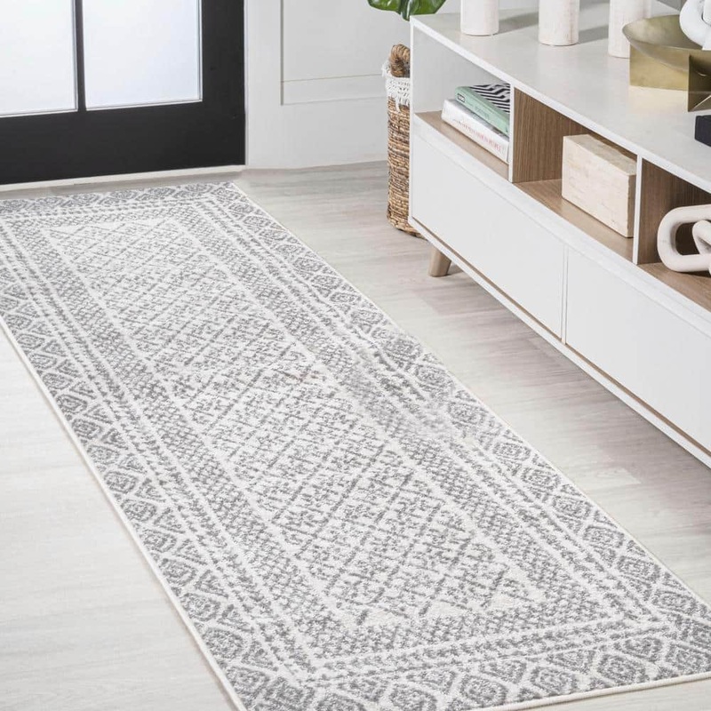 JONATHAN Y Athens Modern Geometric Boho Ivory/Dark Gray 2 ft. x 8 ft. Runner Rug MOH107A-28