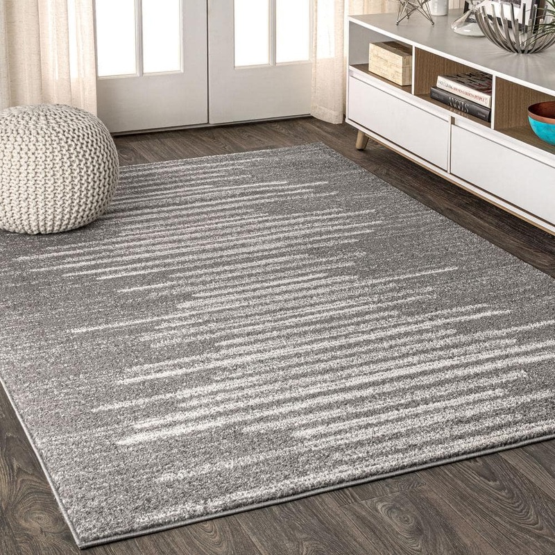 JONATHAN Y Aya Berber Stripe Geometric Gray/Cream 8 ft. x 10 ft. Area Rug MOH205B-8