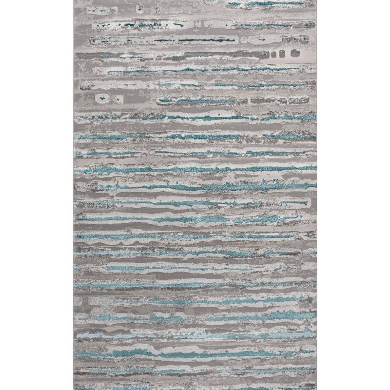 JONATHAN Y Batten Modern Stripe Gray/Turquoise 4 ft. x 6 ft. Area Rug SOR204A-4