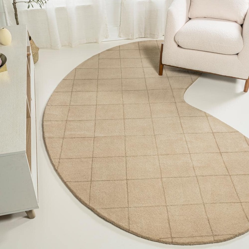 JONATHAN Y Beige/Light Brown 8 ft. x 10 ft. Bean Modern Plaid Grid Handwoven Wool Area Rug GST104A-8