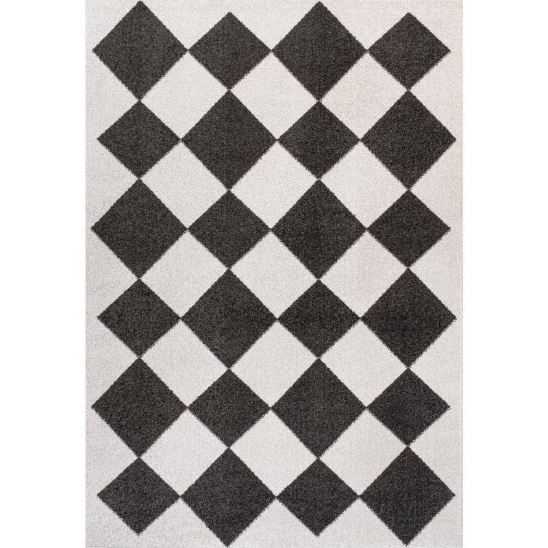 JONATHAN Y Draper Classic Geometric Diamond Pattern White/Charcoal 8 ft. x 10 ft. Area Rug ATH100A-8