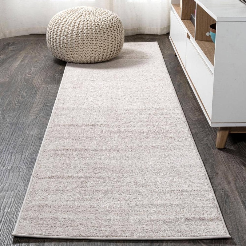 JONATHAN Y Haze Solid Low-Pile Ivory 2 ft. x 14 ft. Runner Rug SEU100D-214