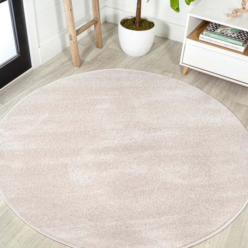 JONATHAN Y Haze Solid Low-Pile Ivory 8 ft. Round Area Rug SEU100D-8R