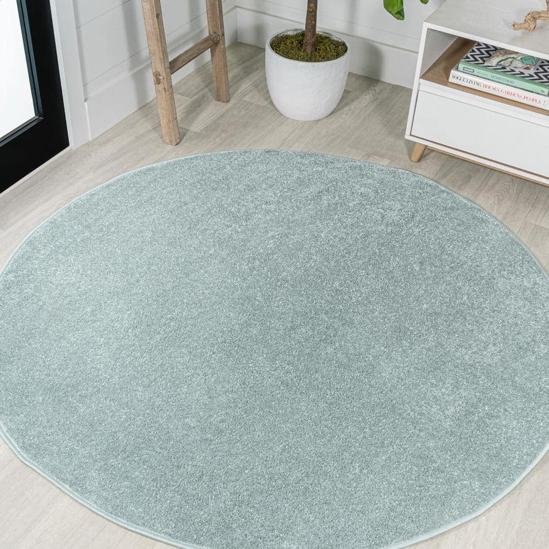 JONATHAN Y Haze Solid Low-Pile Light Blue 6 ft. Round Area Rug SEU100S-6R
