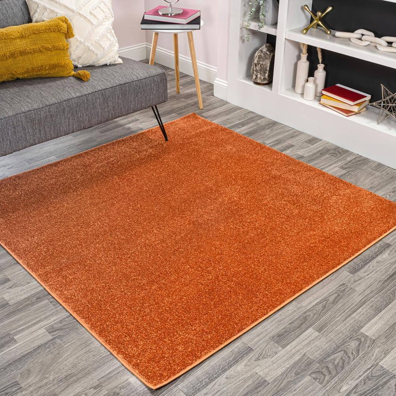 JONATHAN Y Haze Solid Low-Pile Orange 6 ft. Square Area Rug SEU100M-6SQ