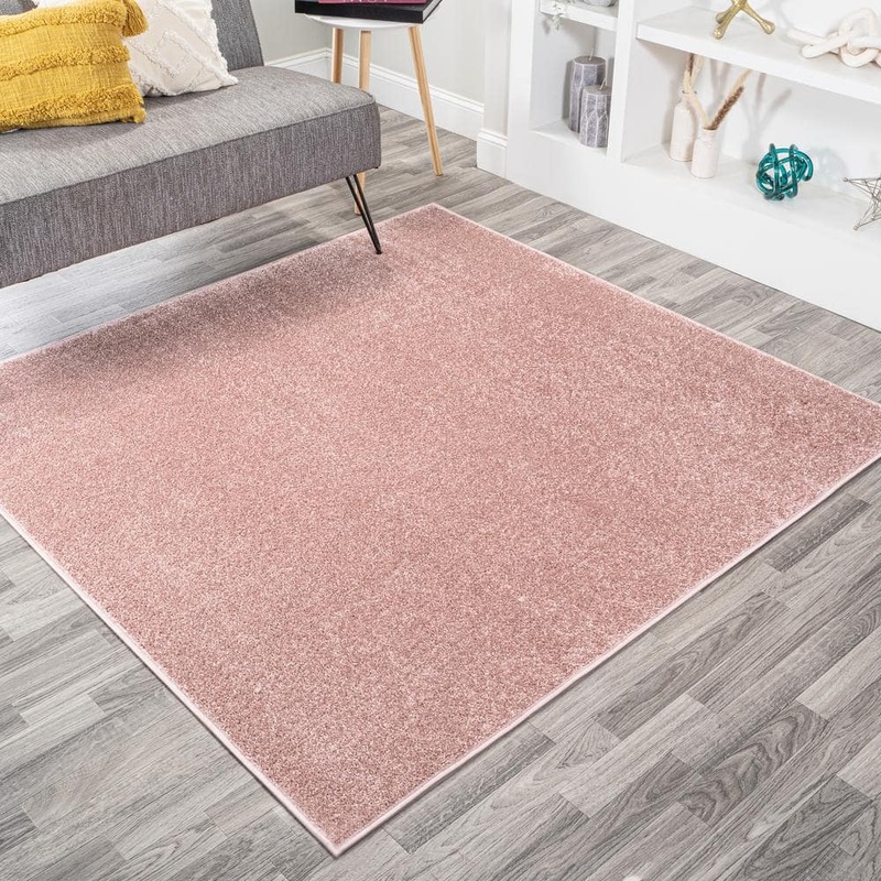 JONATHAN Y Haze Solid Low-Pile Pink 6′ Square Area Rug SEU100P-6SQ