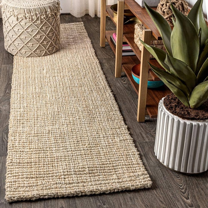 JONATHAN Y Hiro Hand Woven Chunky Jute Ivory 2 ft. x 10 ft. Runner Rug NFR103A-210