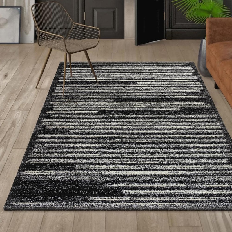 JONATHAN Y Khalil Modern Berber Stripe Black/Cream 3 ft. x 5 ft. Area Rug MOH207F-3