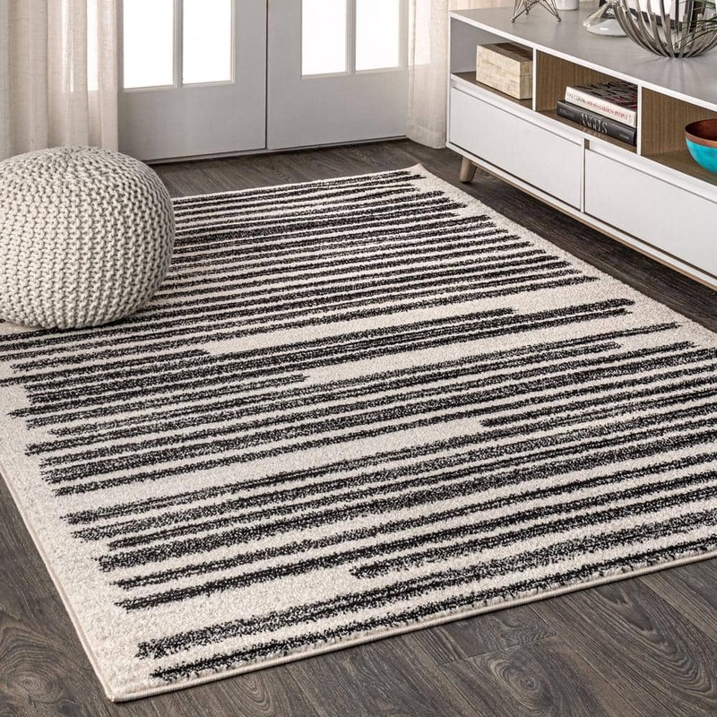 JONATHAN Y Khalil Modern Berber Stripe Cream/Black 10 ft. x 14 ft. Area Rug MOH207A-14