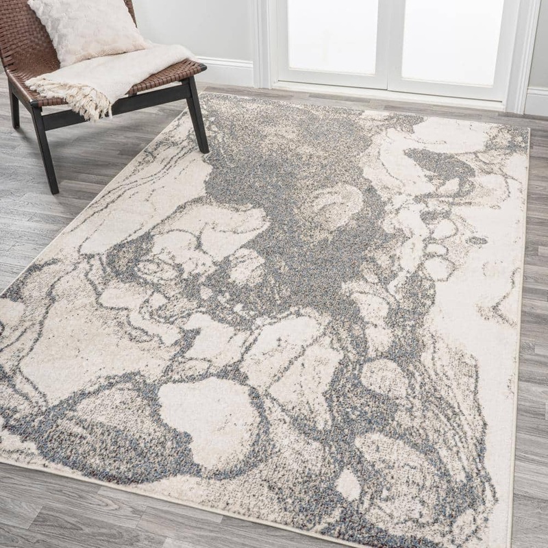 JONATHAN Y Marmo Abstract Marbled Modern Gray/Cream 4 ft. x 6 ft. Area Rug CTP201D-4