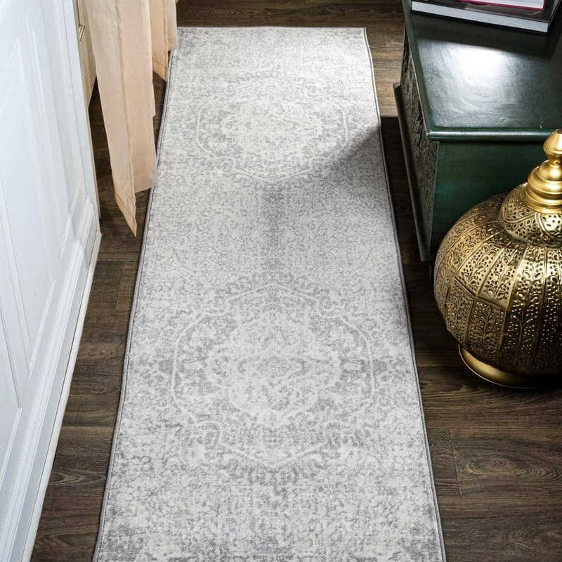 JONATHAN Y Modern Gray/Ivory 2 ft. x 8 ft. Persian Vintage Medallion Runner Rug MDP105B-28