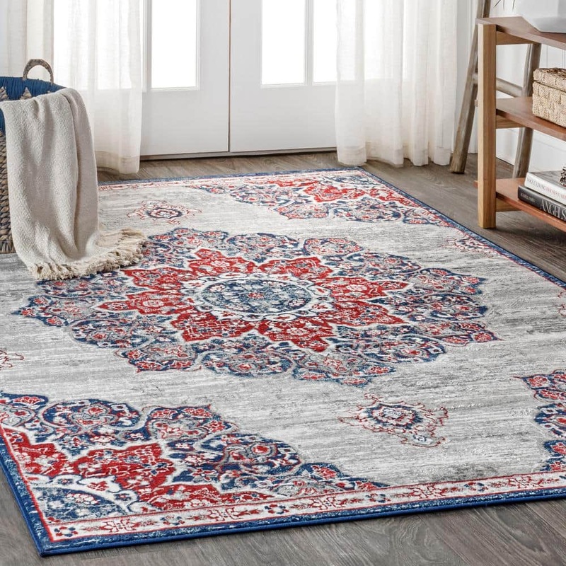 JONATHAN Y Modern Persian Vintage Moroccan Medallion Navy/Red 4 ft. x 6 ft. Area Rug MDP103A-4