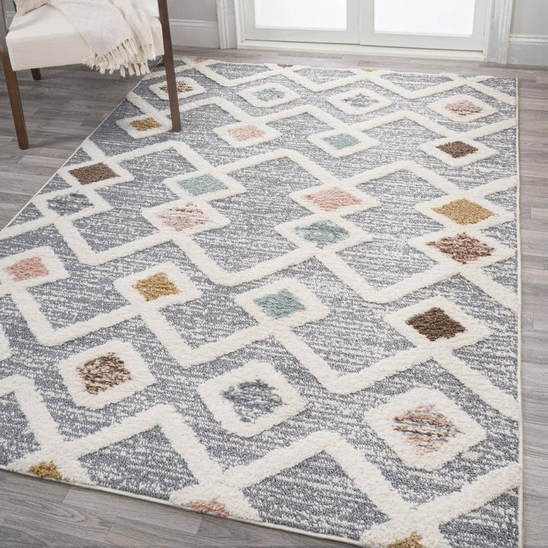 JONATHAN Y Monique Multi/Gray 3 ft. x 5 ft. Trellis High-Low Area Rug SNT104A-3