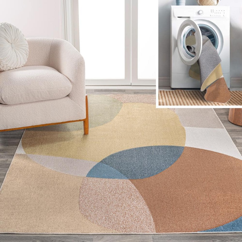 JONATHAN Y Pebble Geometric Kids & Novelty Machine-Washable Multi 5 ft. x 8 ft. Area Rug WSH307A-5