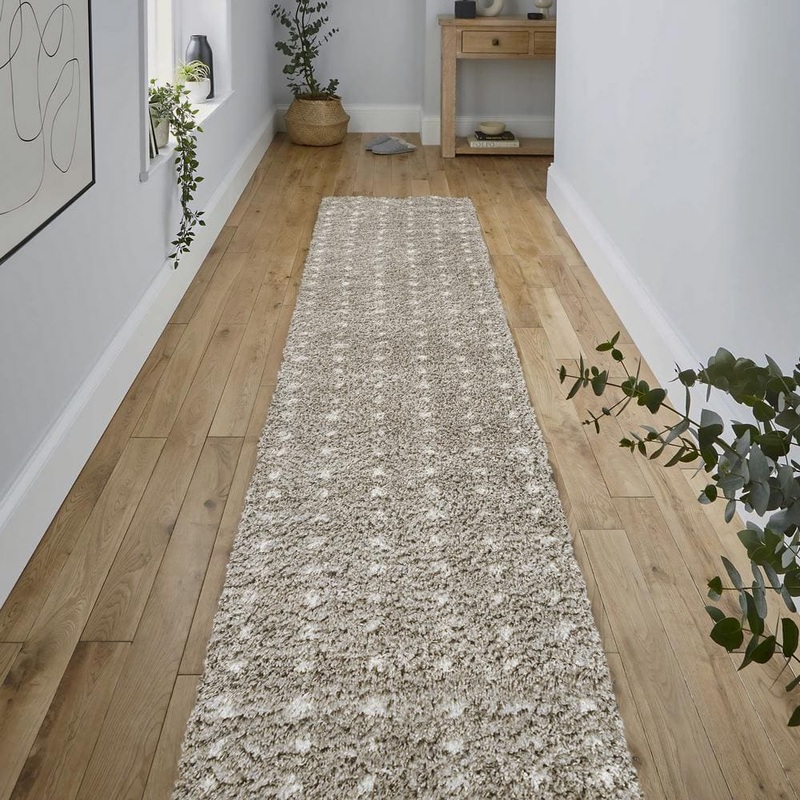 JONATHAN Y Pele Modern Geometric Dot Shag Gray/Ivory 2 ft. x 10 ft. Runner Rug MOH400B-210