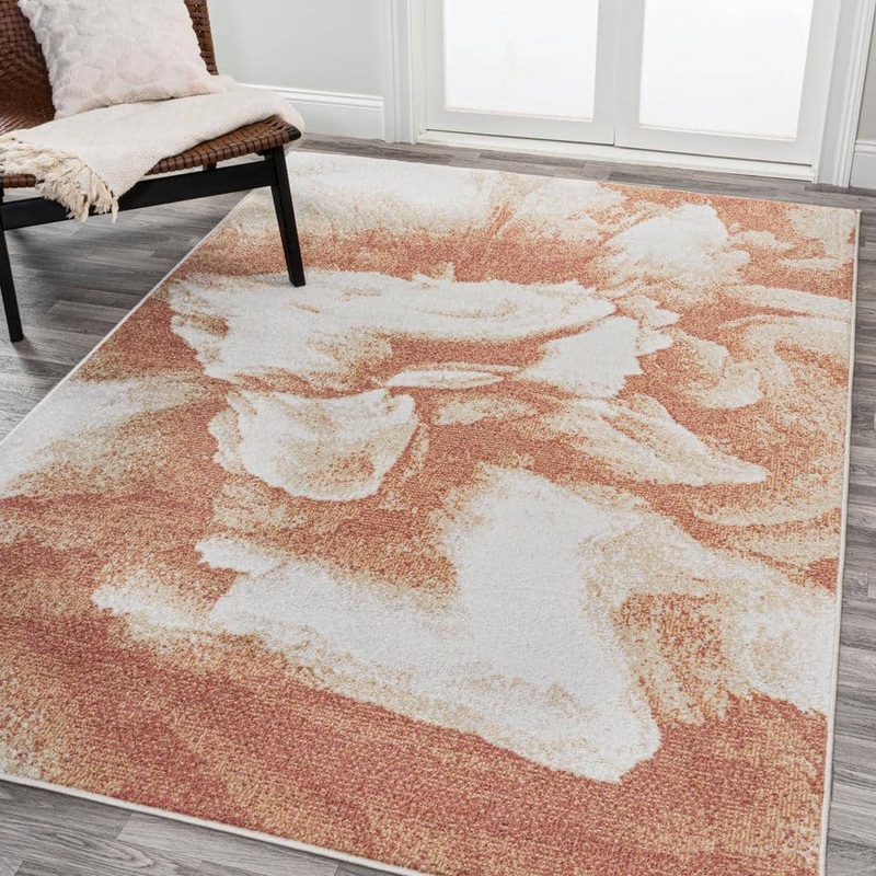 JONATHAN Y Petalo Abstract 2-Tone Modern Orange/Cream 5 ft. x 8 ft. Area Rug CTP200D-5