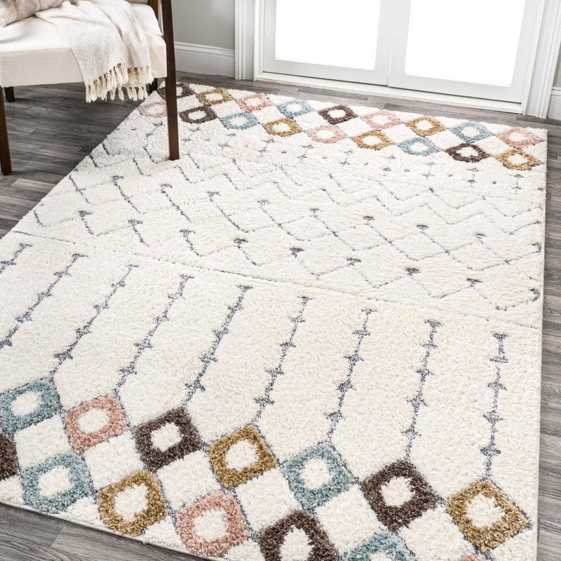 JONATHAN Y Pia Multi/Cream 3 ft. x 5 ft. Moroccan Trellis Plush Carved Area Rug SNT105A-3