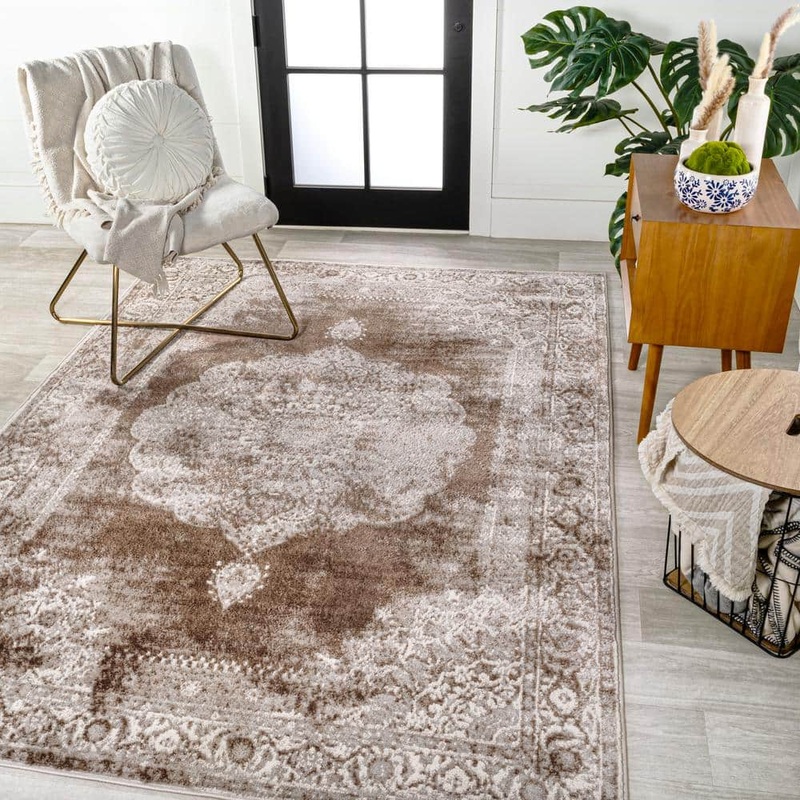 JONATHAN Y Rosalia Cottage Medallion Cream/Brown 5 ft. x 8 ft. Area Rug MDP402B-5