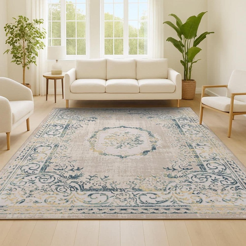 JONATHAN Y Rosalia Cottage Medallion Navy/Ivory 8 ft. x 10 ft. Area Rug MDP401C-8