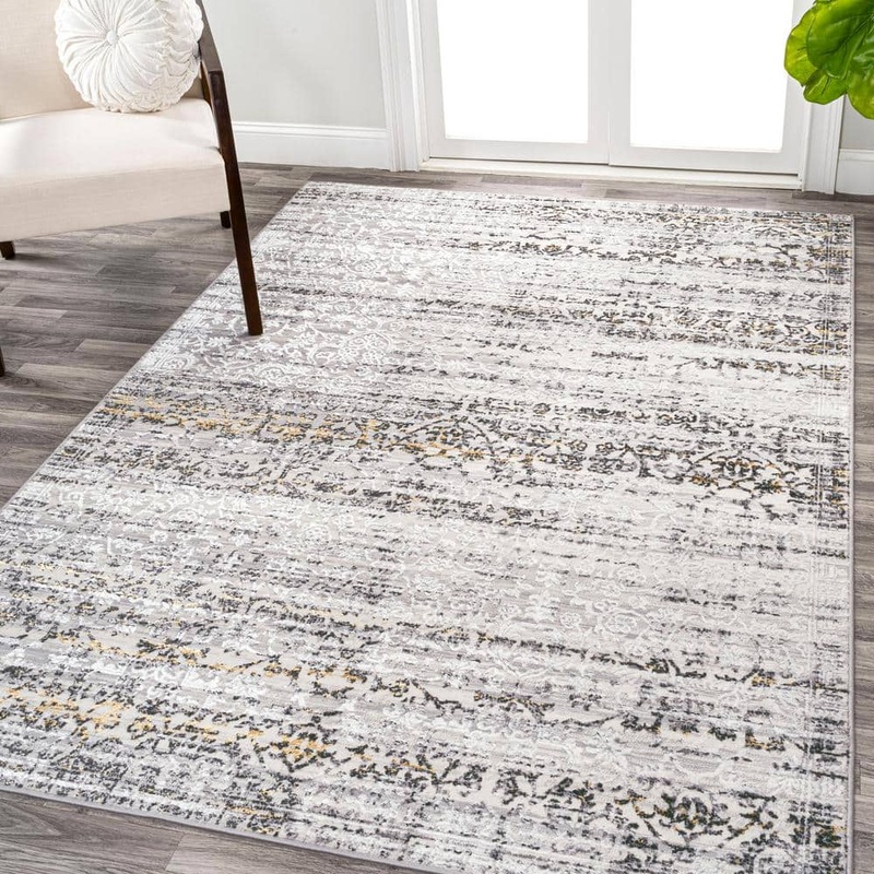 JONATHAN Y Tidal Modern Strie’ Ivory/Black 4 ft. x 6 ft. Area Rug SOR202C-4