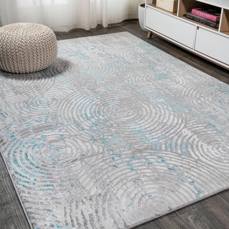 JONATHAN Y Timeworn Modern Abstract Gray/Turquoise 3 ft. x 5 ft. Area Rug SOR205A-3