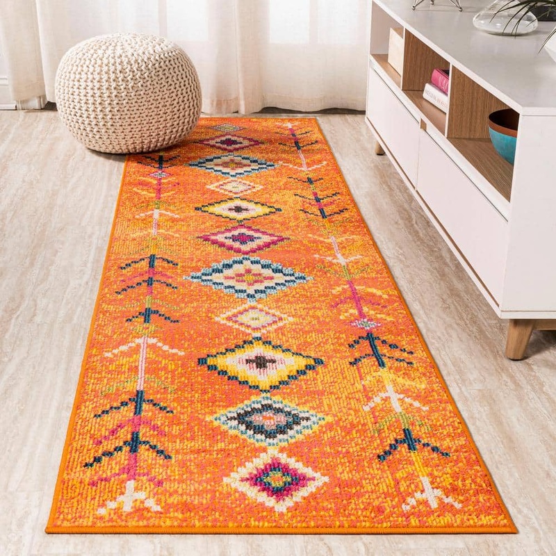 JONATHAN Y Tribal Love Orange/Multi 2 ft. x 8 ft. Geometric Runner Rug MOH105C-28
