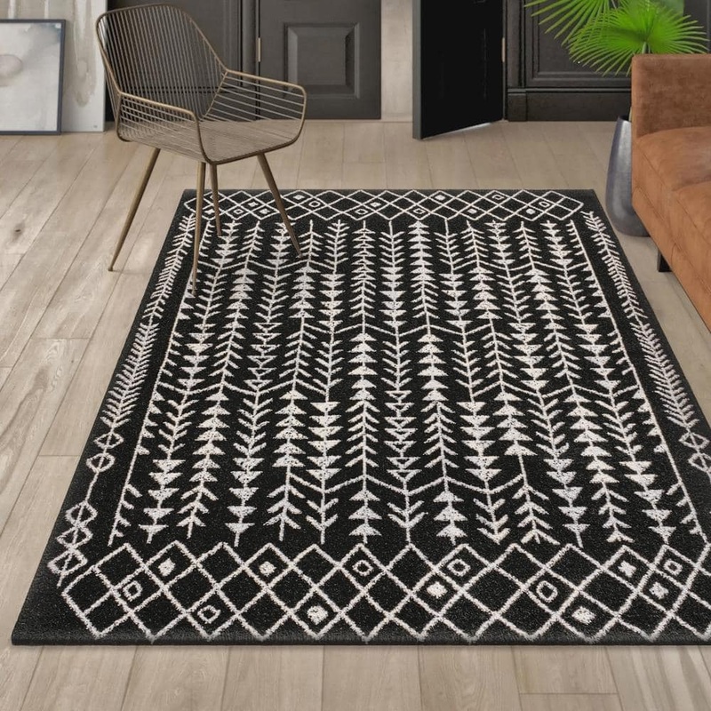 JONATHAN Y Ziri Moroccan Geometric Black/Cream 3 ft. x 5 ft. Area Rug MOH210C-3